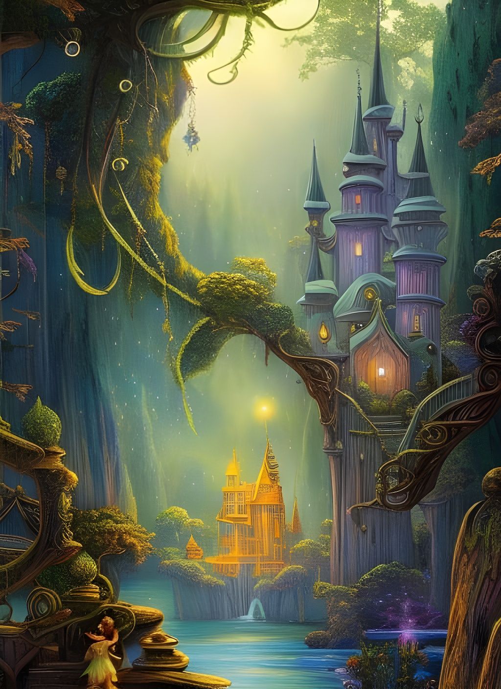 Peter Pan Adventure in Rococo Storybook Illustration