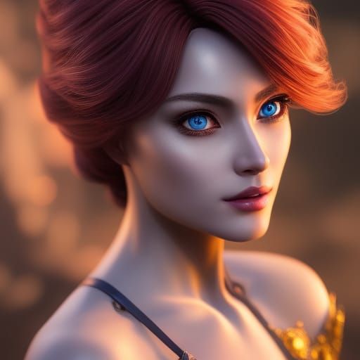 Goddess with Flowing Hair in a Cinematic Style