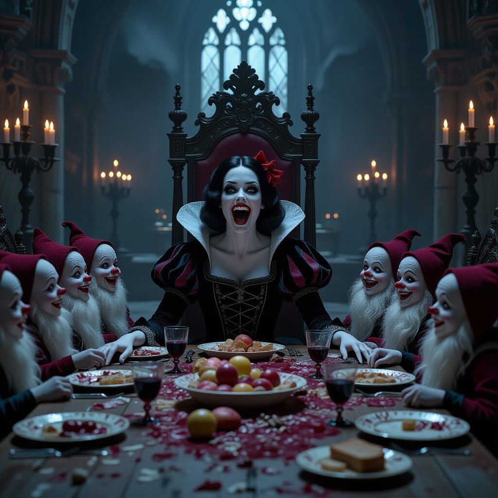 Dark Fantasy Snow White in Gothic Horror Style