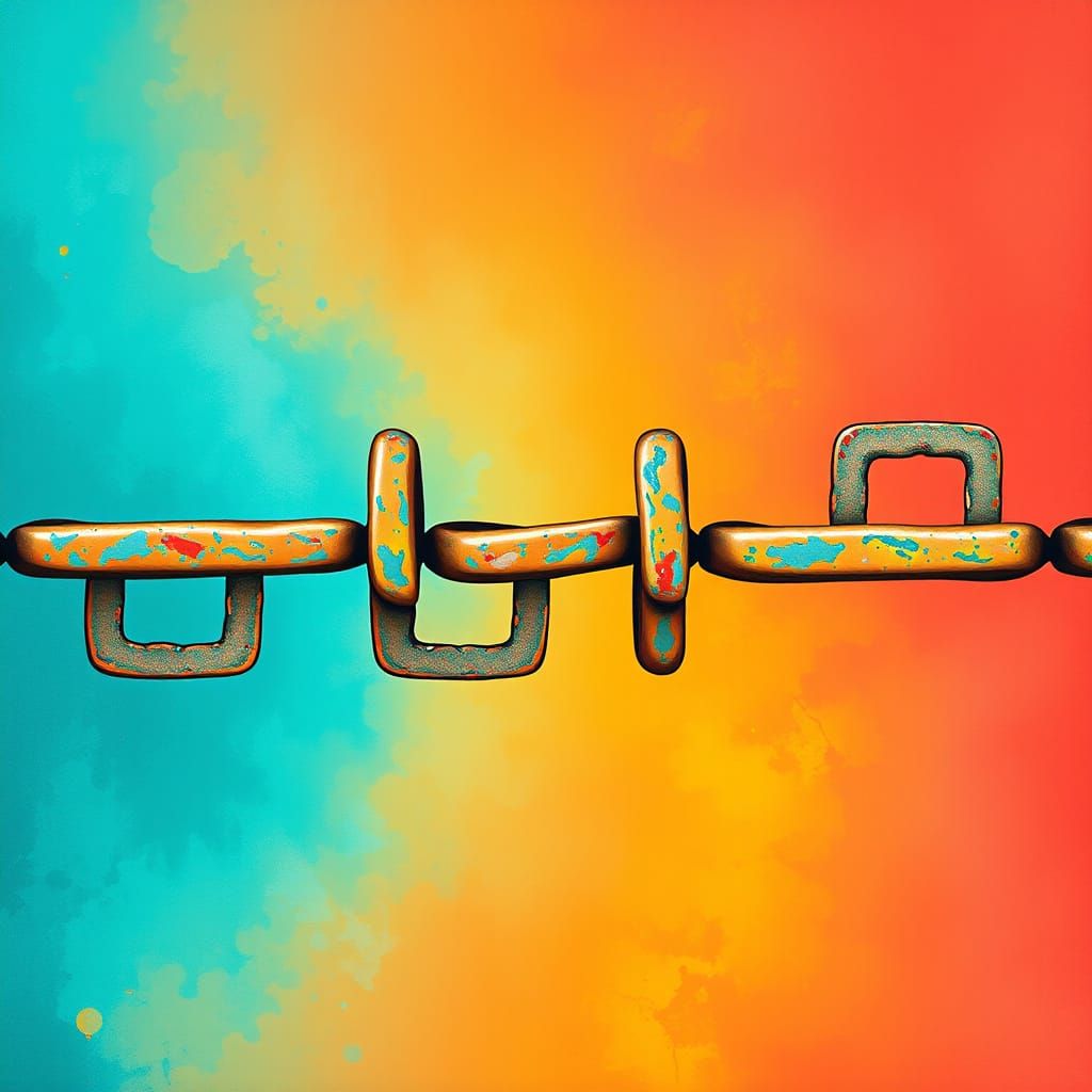 Vibrant Geometric Dance of Interconnected Links and Gradient...