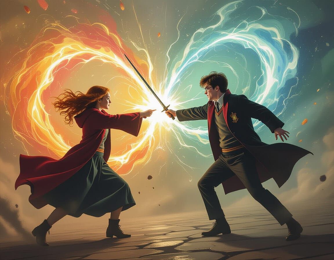 Magical Duel in a Surreal Dreamscape