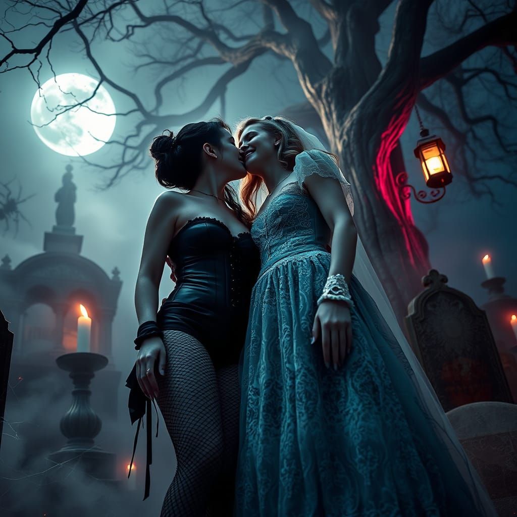 Romantic Gothic Halloween Wedding in Graveyard