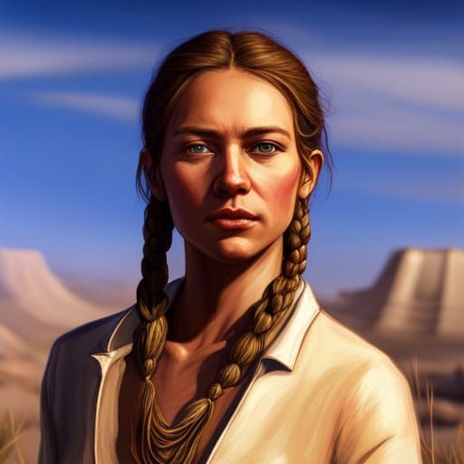 Oregon Trail Woman: Hyperrealistic Concept Art