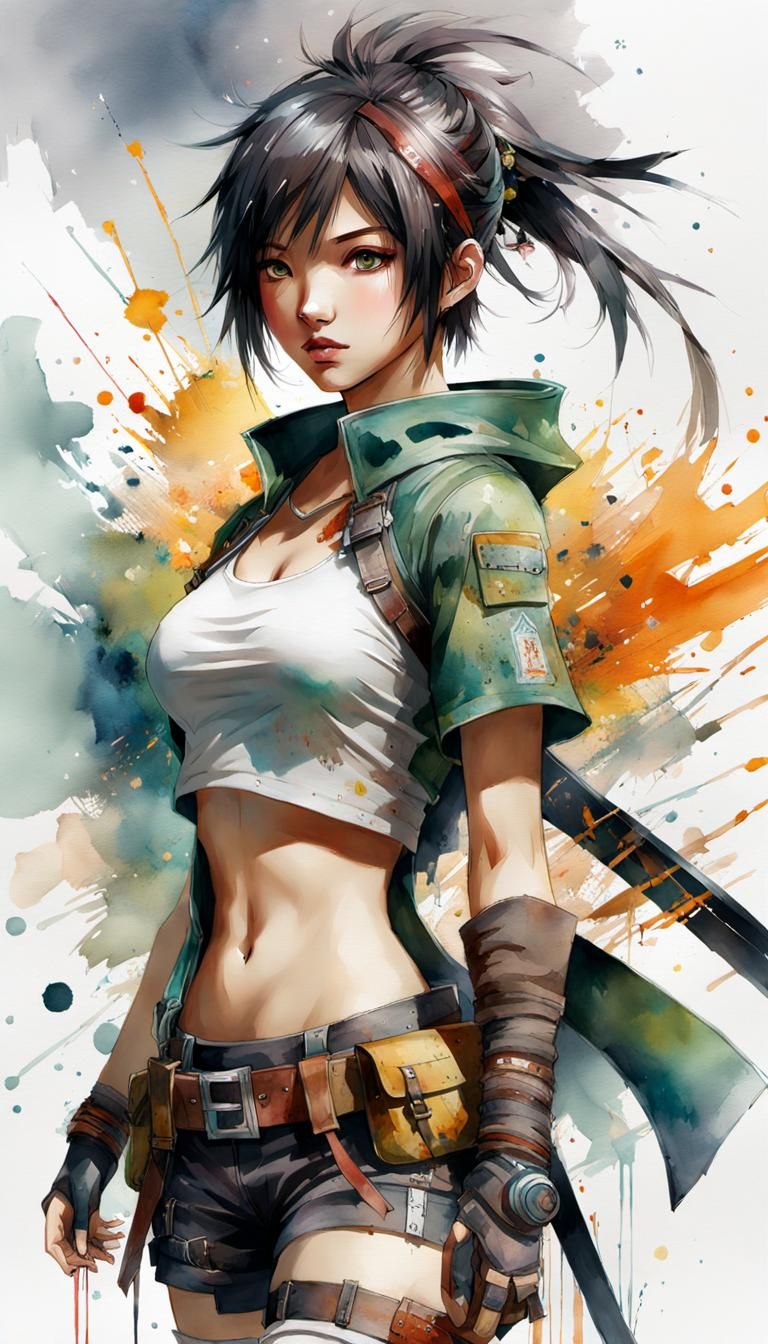 Watercolor Manga Portrait of a Woman