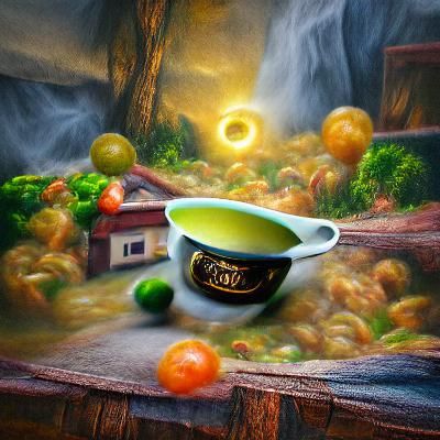 Bowl of Soup: Hyperrealistic Oil Painting