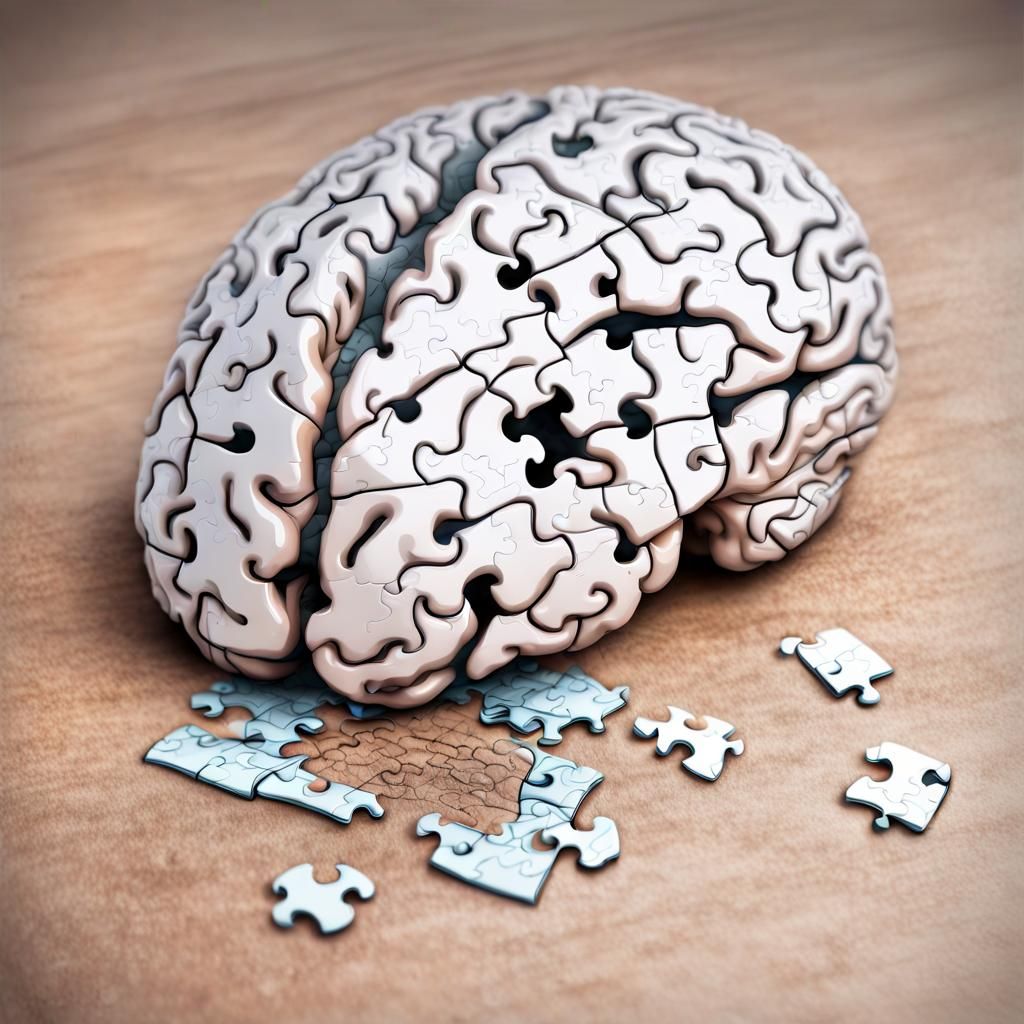 Intricate Brain Puzzle with Missing Piece