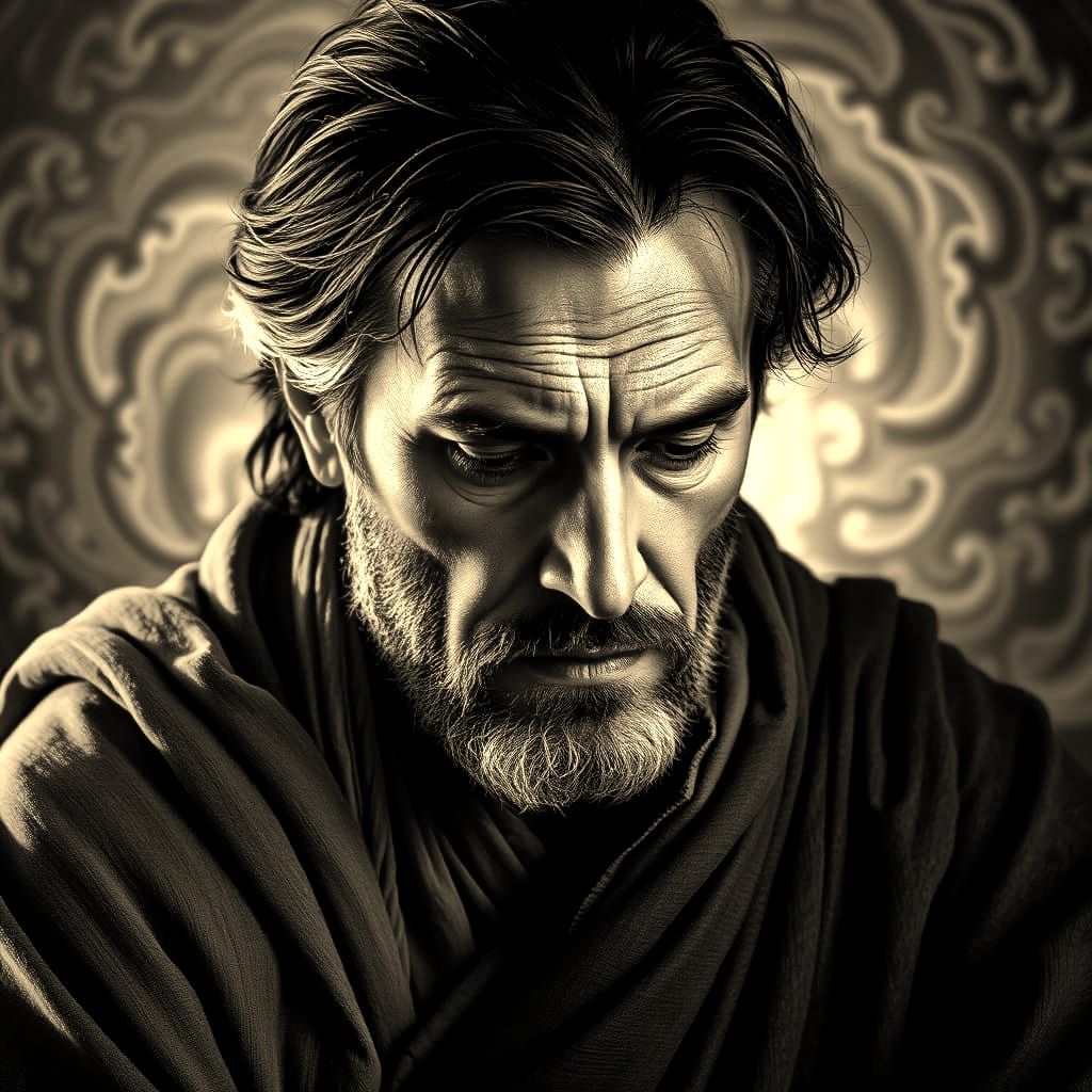 Meditative Hyperrealistic Portrait in Intricately Detailed S...