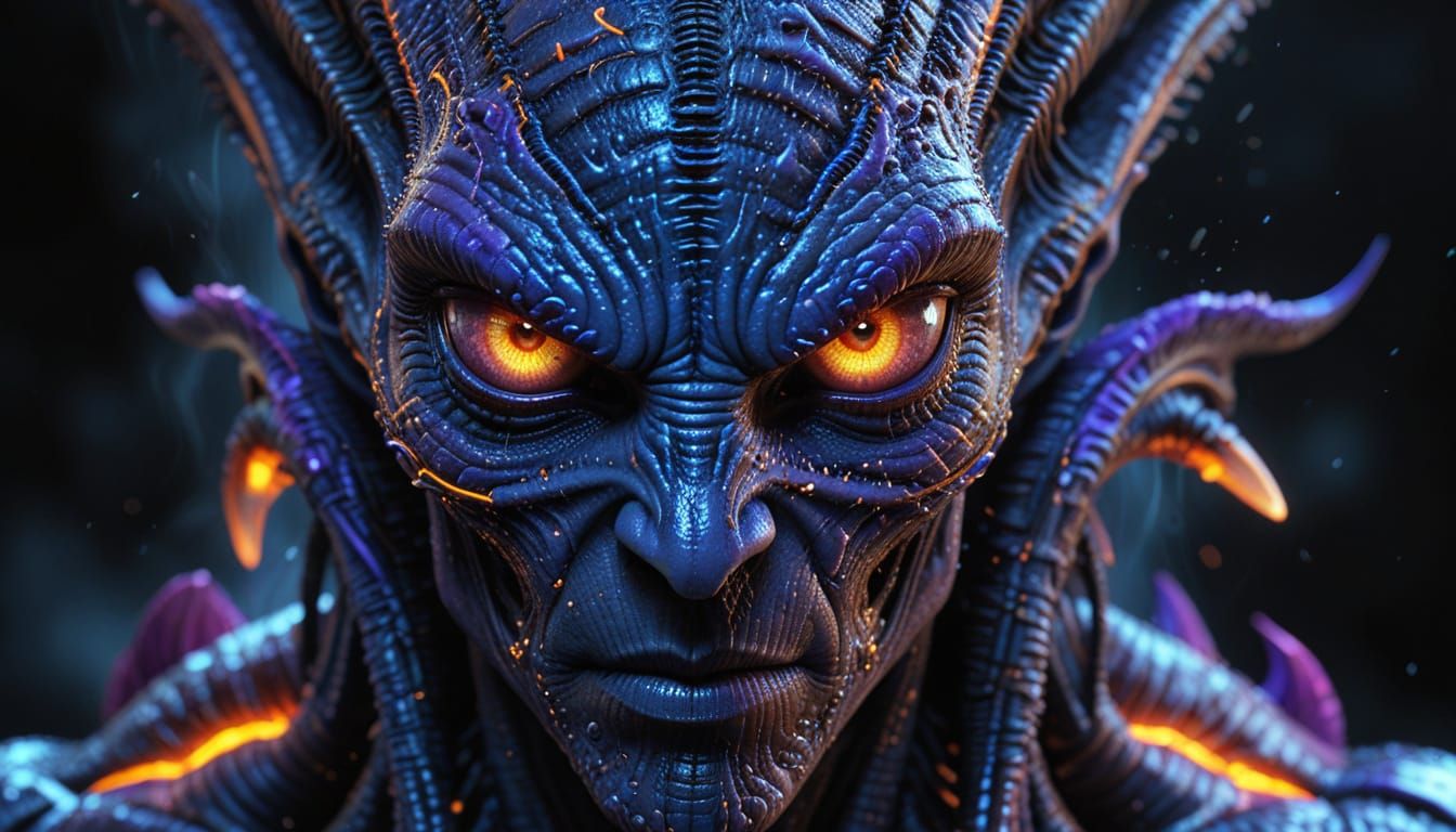 Alien Macro Portrait in Zbrush Style: Intense, Detailed