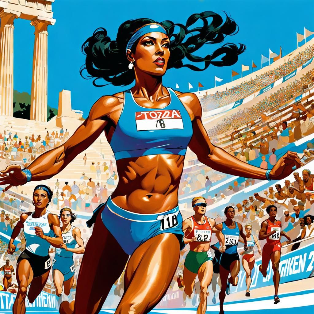 Ancient Greek Olympic Race: Color Illustration