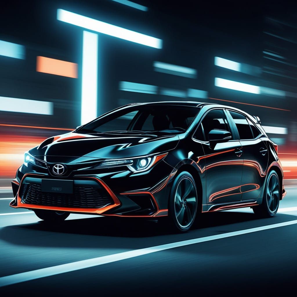Sleek 2022 Toyota Corolla in Bold Manga Style