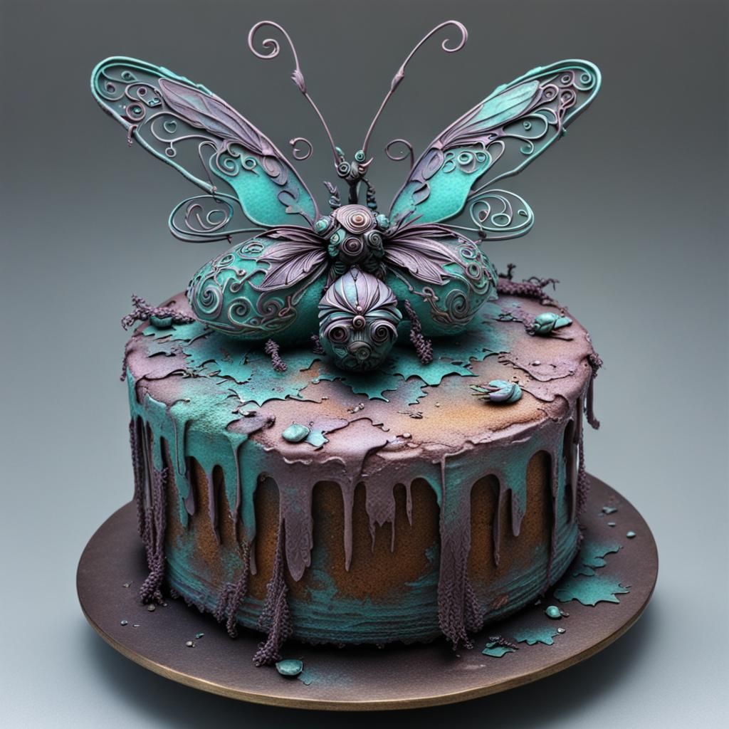 Intricate Fairy Cake Sculpture in Biopunk Style
