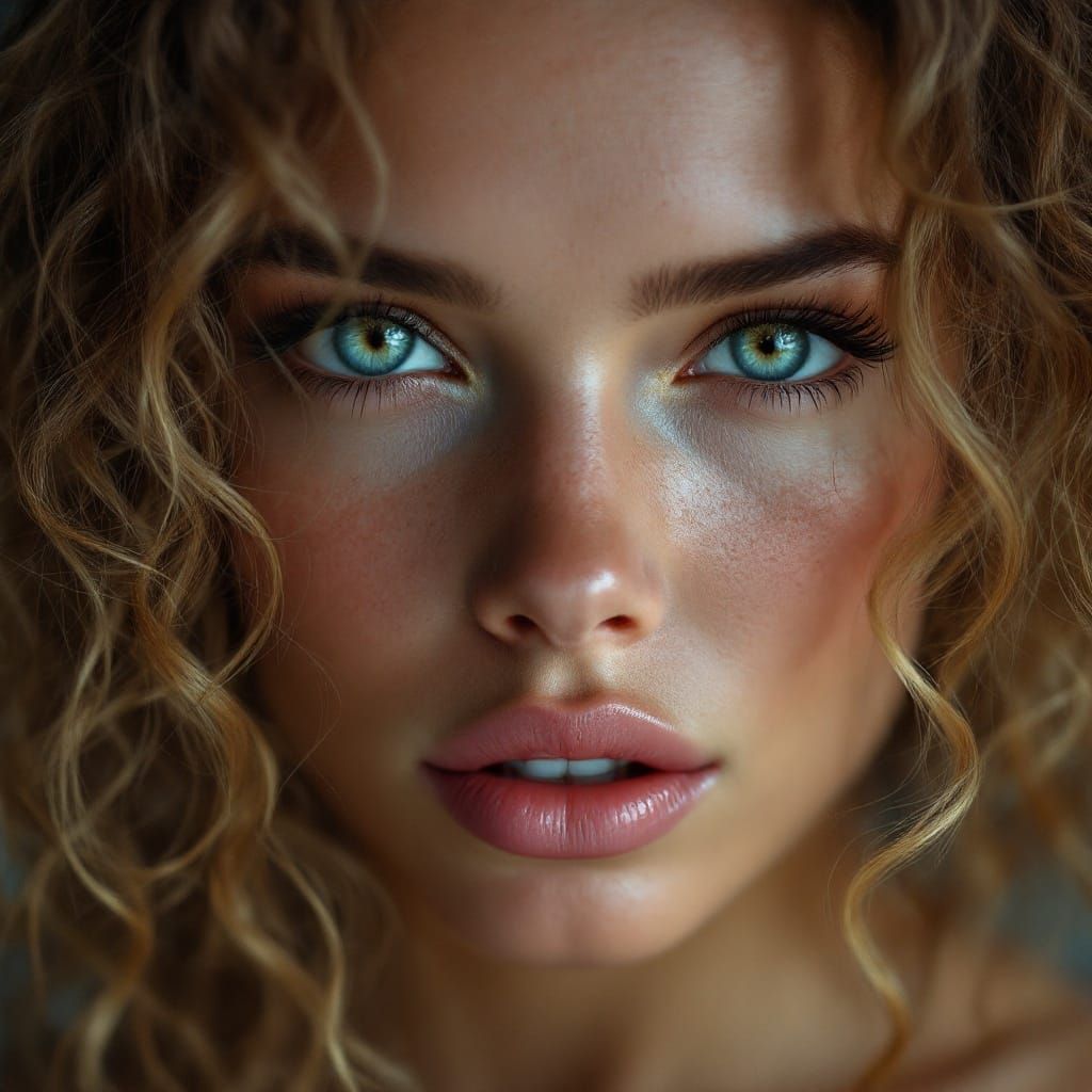 Hyper-Realistic Portrait of a Stunning Caramel Blonde Beauty