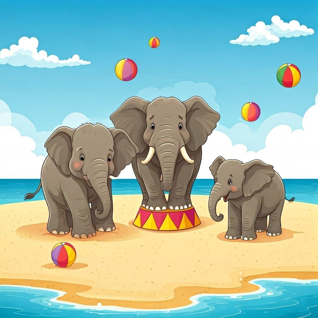 Elephants Under the Big Top in a Whimsical Beachside Circus