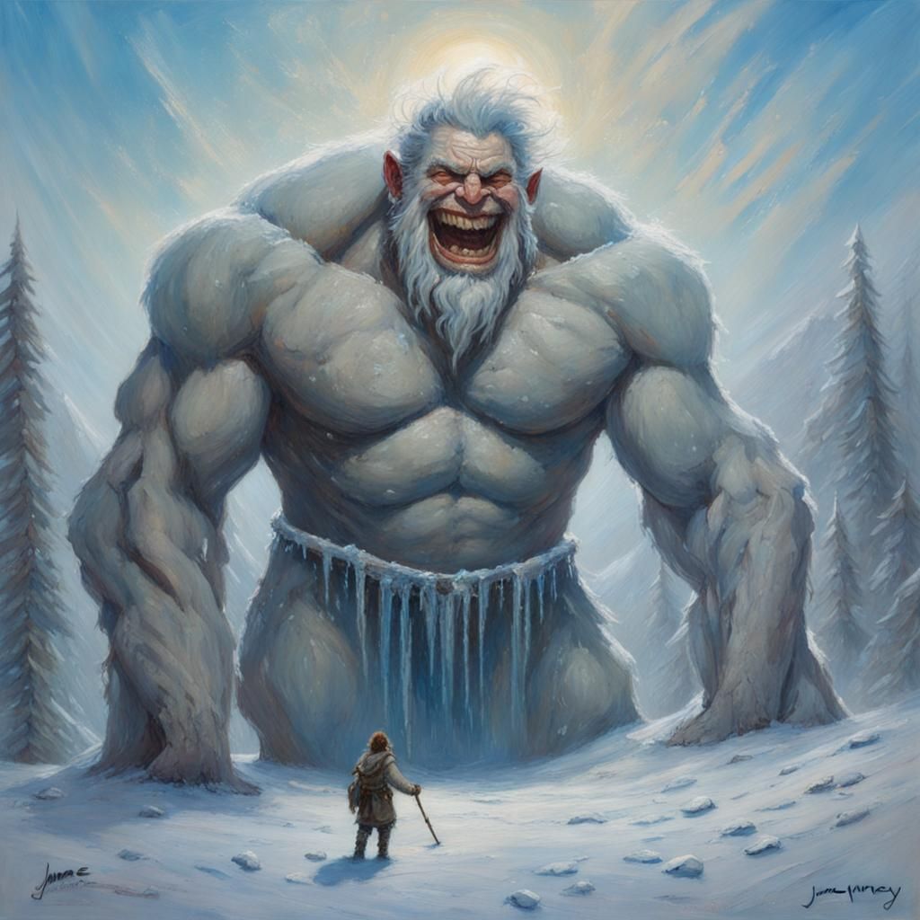 Kind Giant Frost Ymir Smiling, Oil Painting