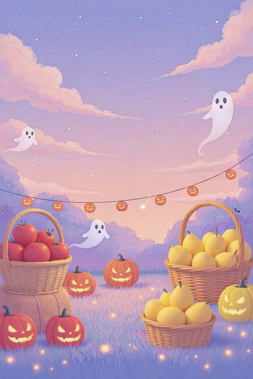 Pastel Twilight Harvest Celebration with Soft Ghosts