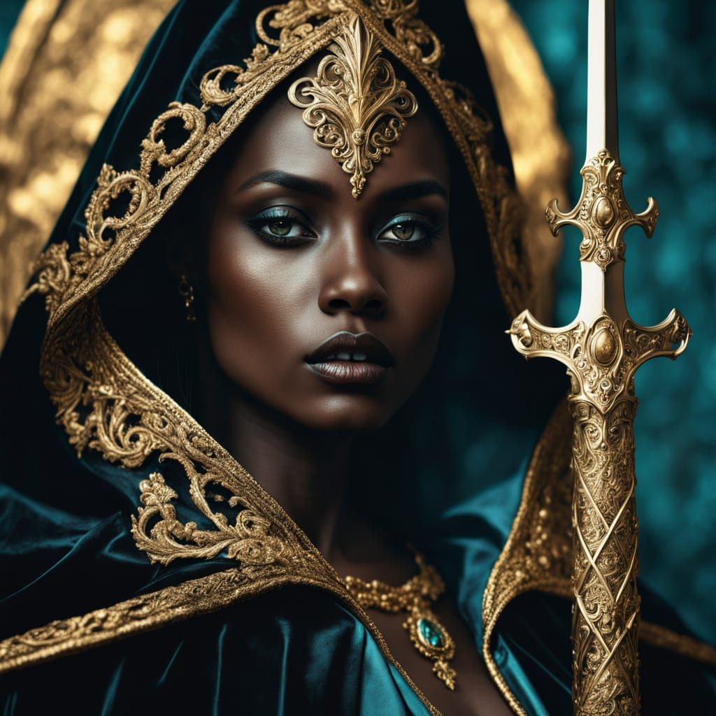 Baroque Female Warrior Saint with Gilded Sword