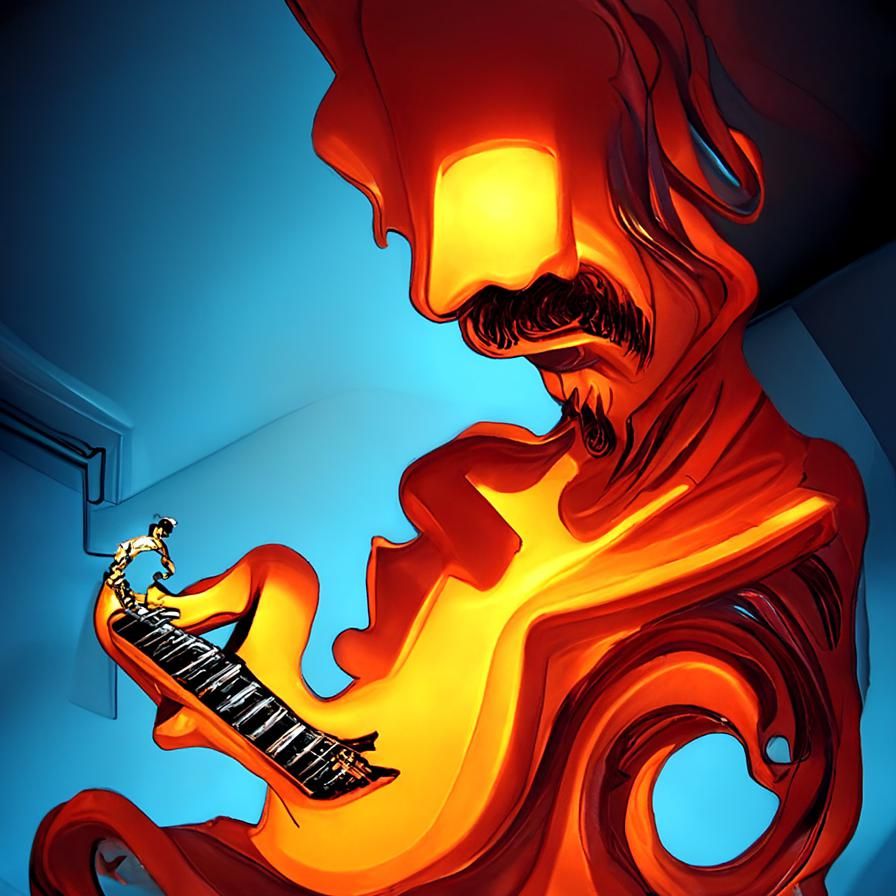 Frank Zappa in Liquid Amber, Digital Art