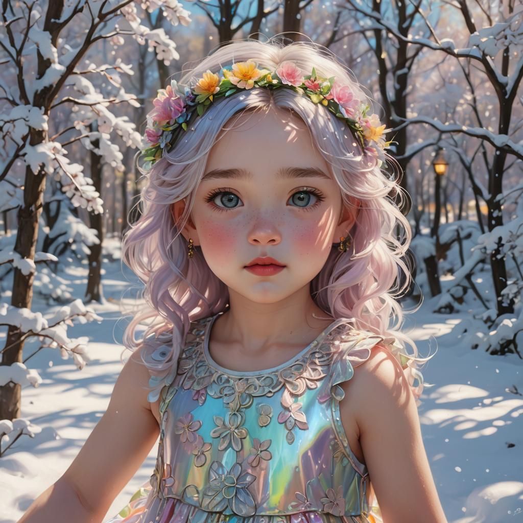 Whimsical Summer Snow in Pastel Oil Painting