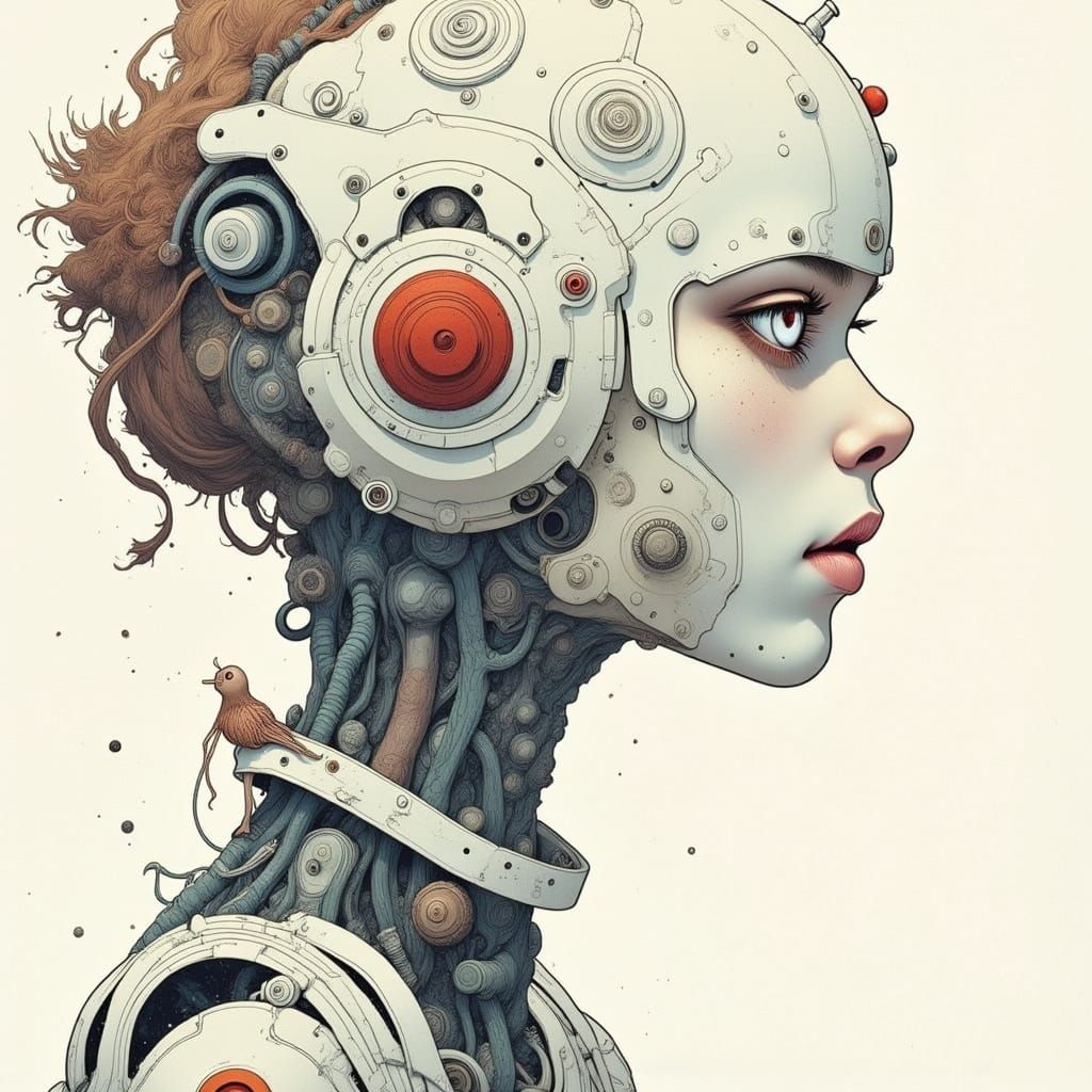 Cyborg Woman in Cyberpunk Comic Book Art