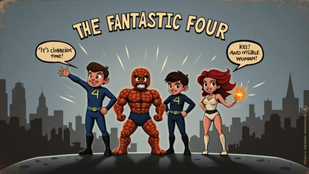 Fantastic Four: A Retro Comic Book Cover in Vintage Style