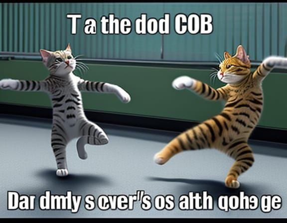 Quirky Feline Dancer Captured in Cartoon Style