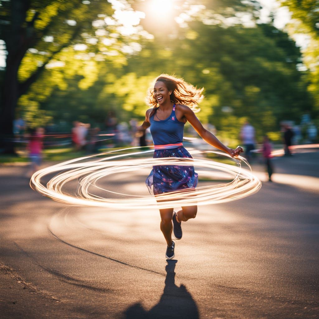 Woman's Hula Hoop Motion Blur Photography in Park