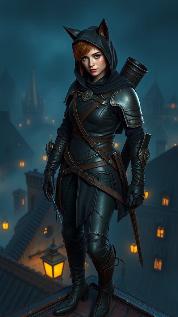 Stealthy Fox-Like Rogue Prowls Medieval City Rooftops