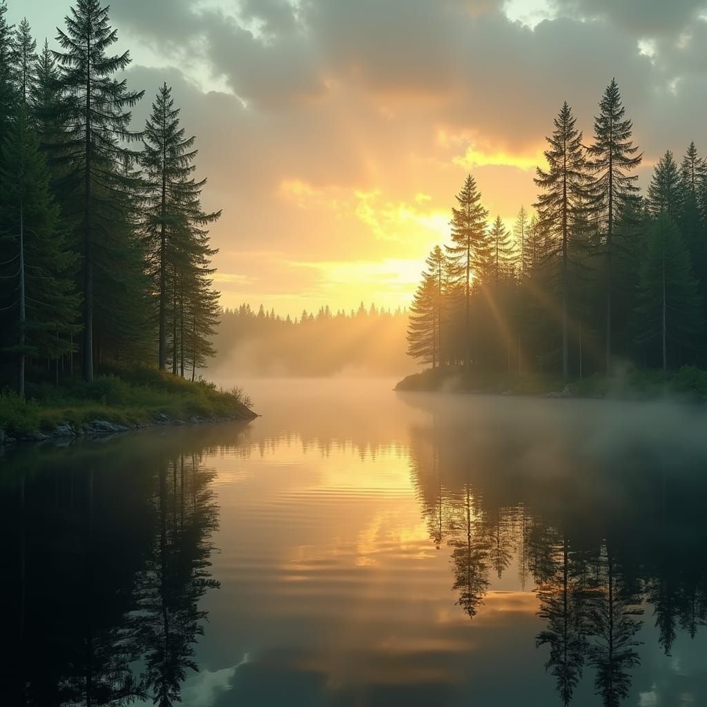 Finland Sunset: Aurora Borealis Digital Matte Painting