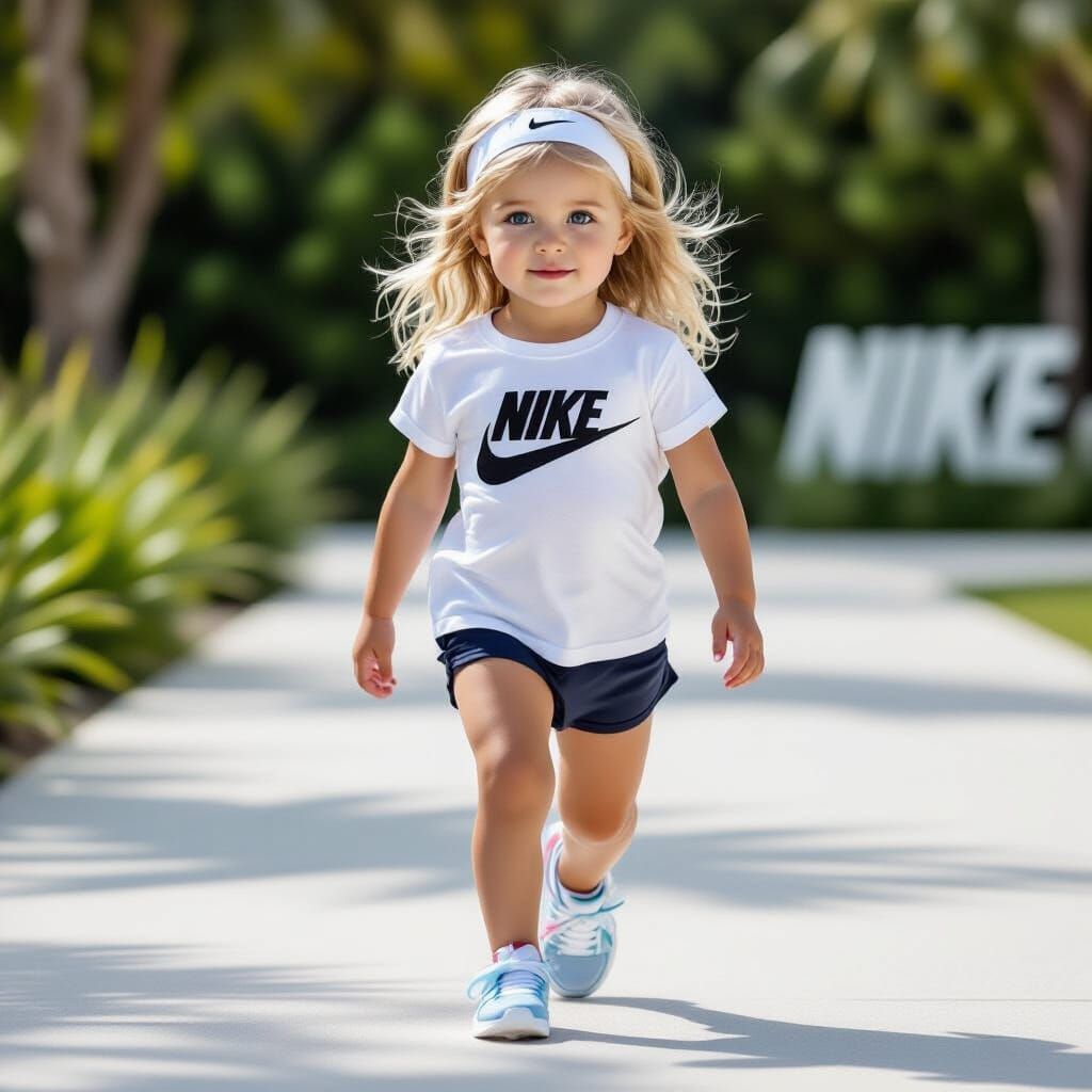 Young Girl Models Nike Apparel in Photorealistic Style