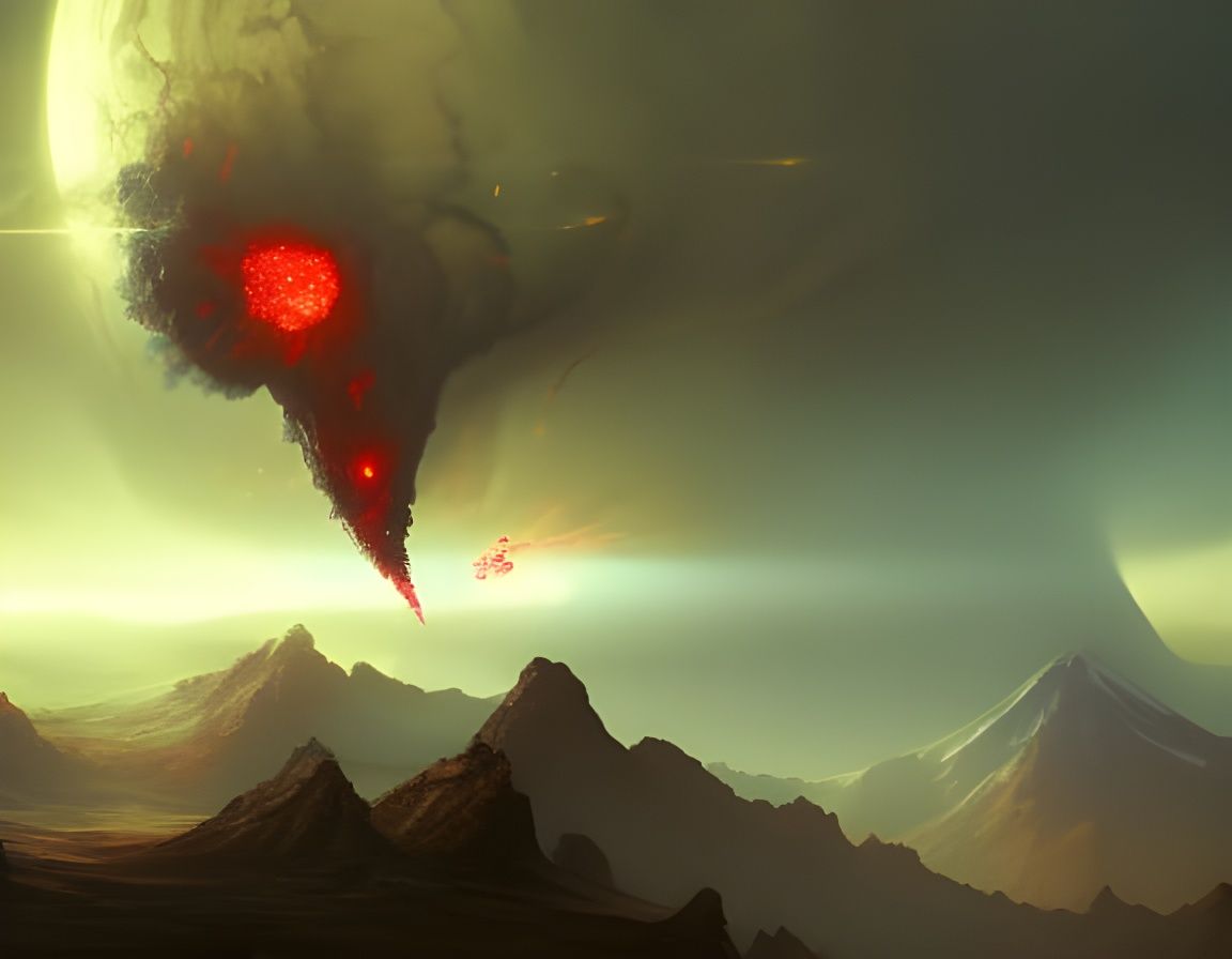 Skull Volcano Eruption with Cosmic Lightning, Hyperdetailed ...