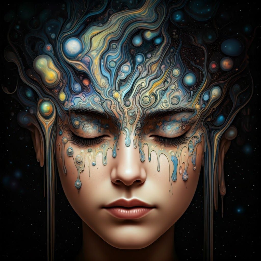 Ethereal Dreamscape Unfolds Across a Tranquil Face