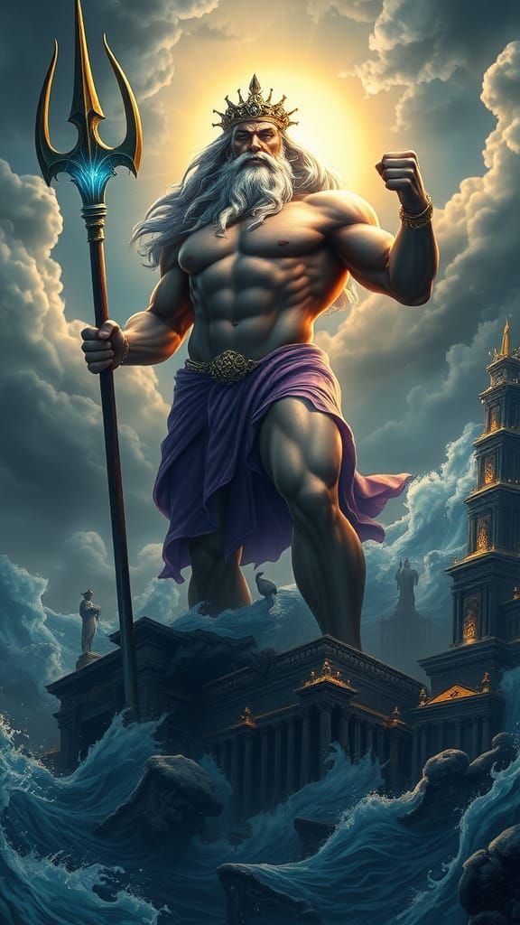 God of the Sea in Art Nouveau-Inspired Glory