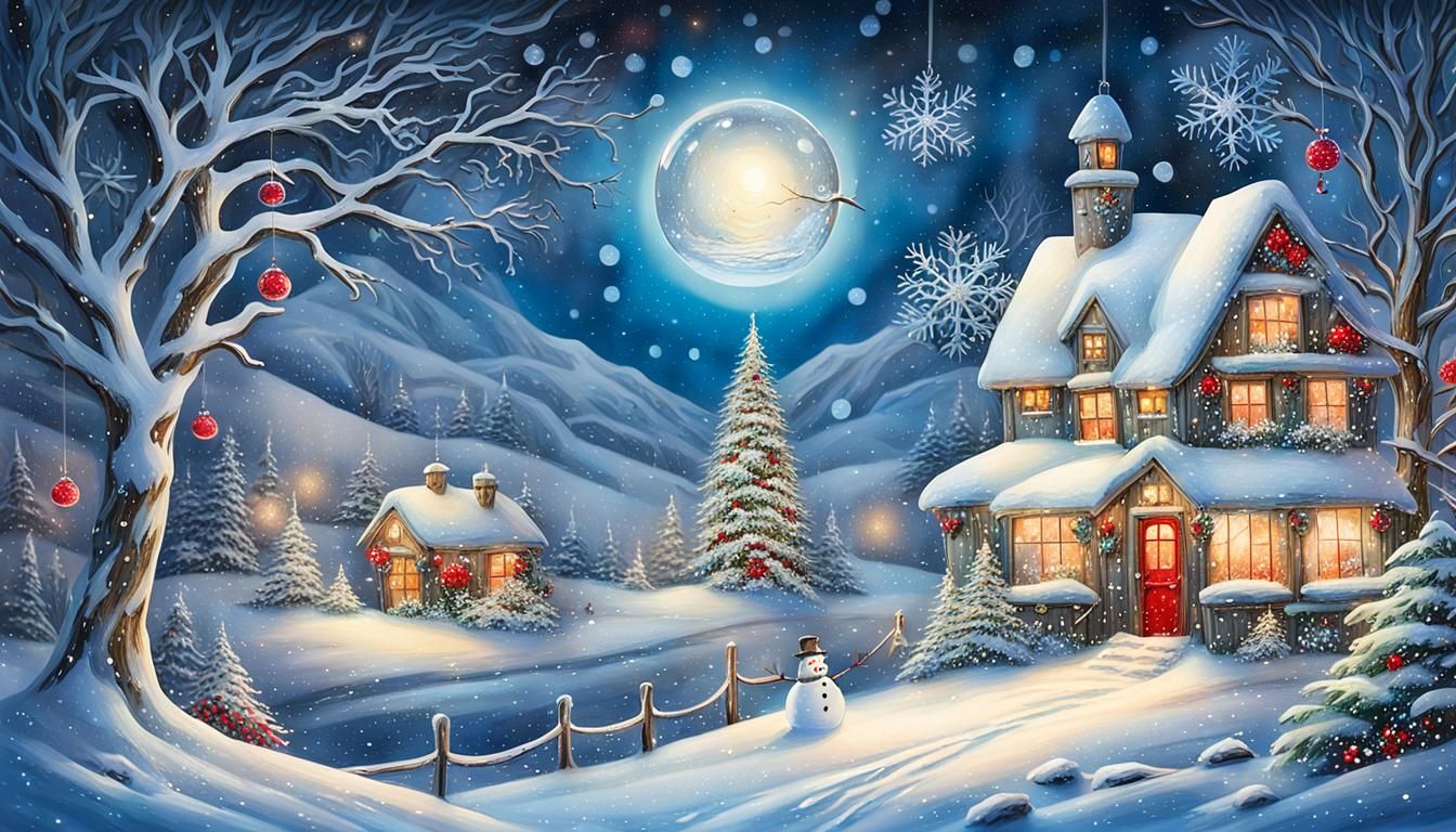 A whimsical winter wonderland scene