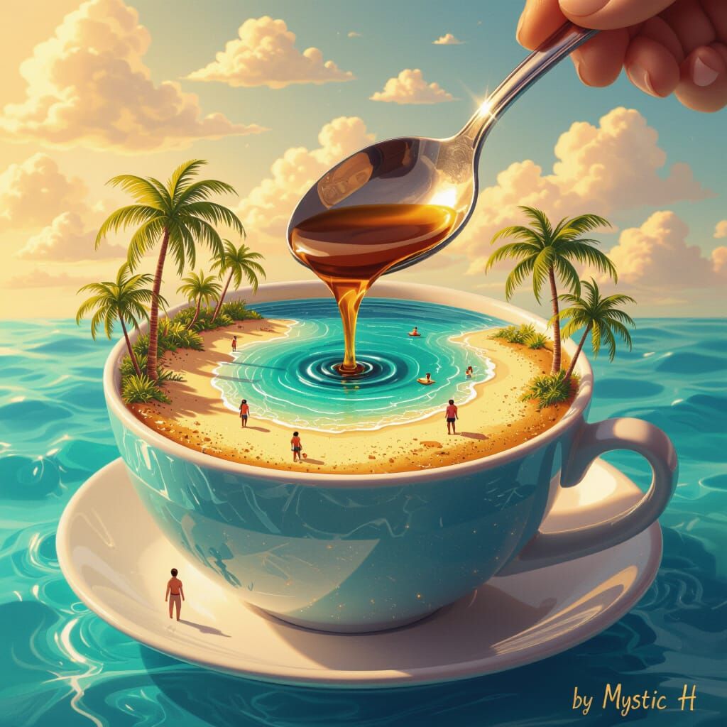 Coffee Spoon Reveals Miniature Tropical Beach