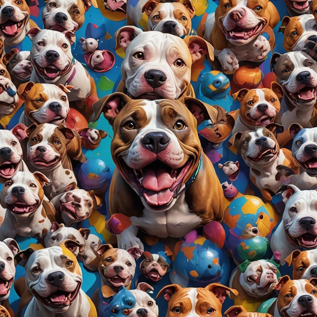 Funny Pitbull Dog Making Faces in Pixar 3D Style