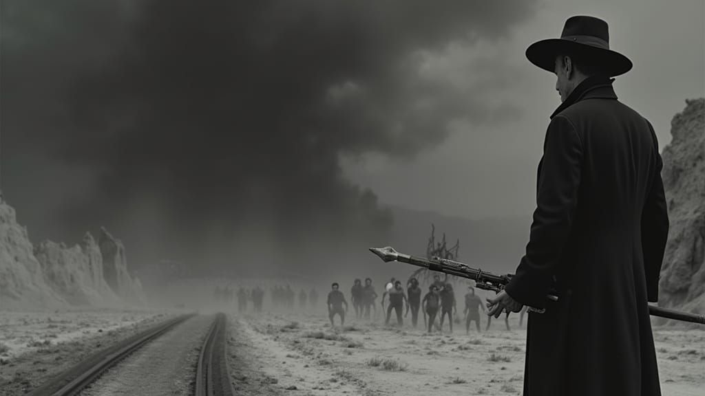 Eerie Post-Apocalyptic Vampire Hunter in 1960s Italian Black...