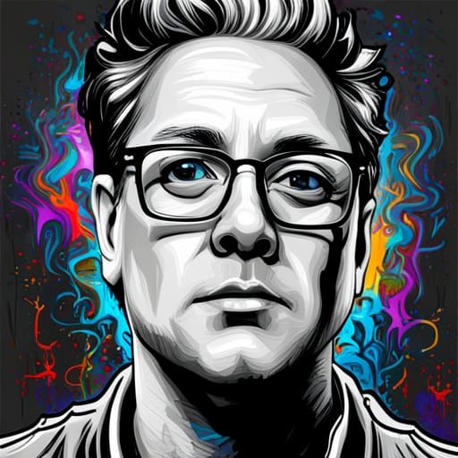 Man with Glasses in Graffiti Splash Art Style