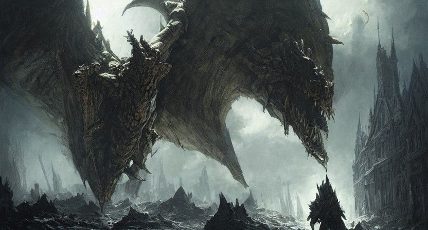 Horror Monster Hunter in Doré Style