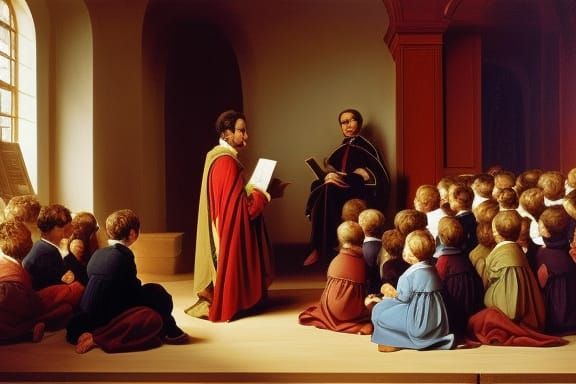 Christian Brother Teaching Pupils: 18th Century Classroom