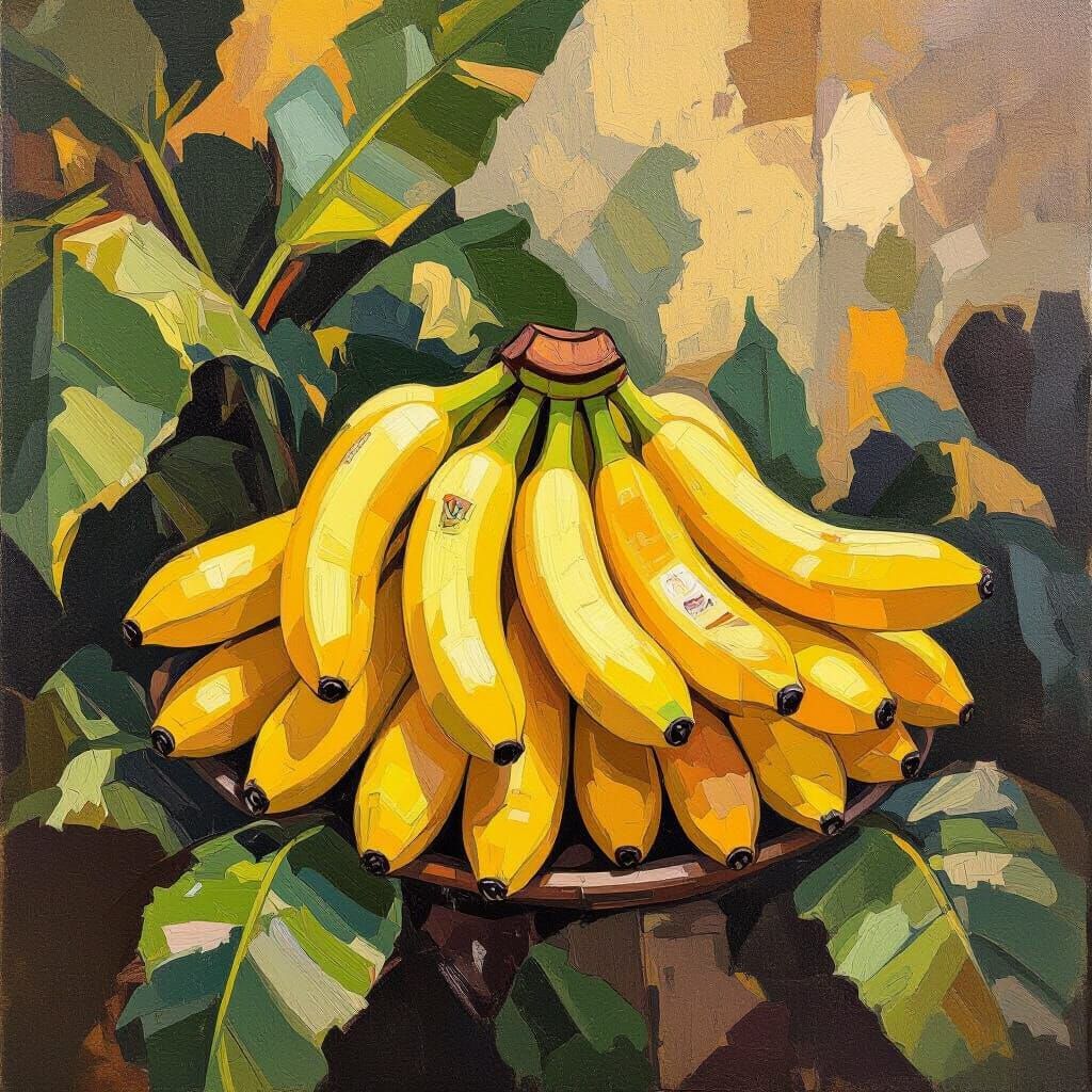 Bananas in Fruit Stand as Impressionist Painting