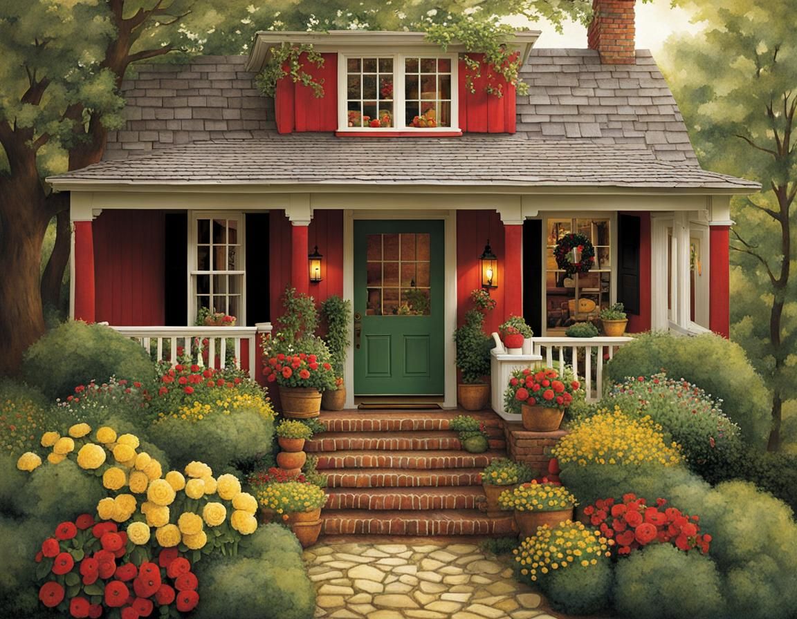 Charming Folk Art House Entrance