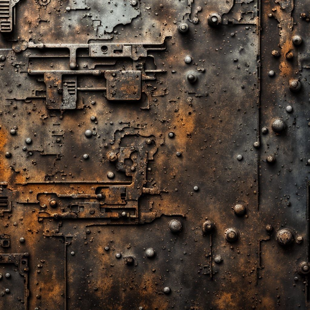 Gritty Macro Shot of Metal Corrosion in Sci-Fi Style