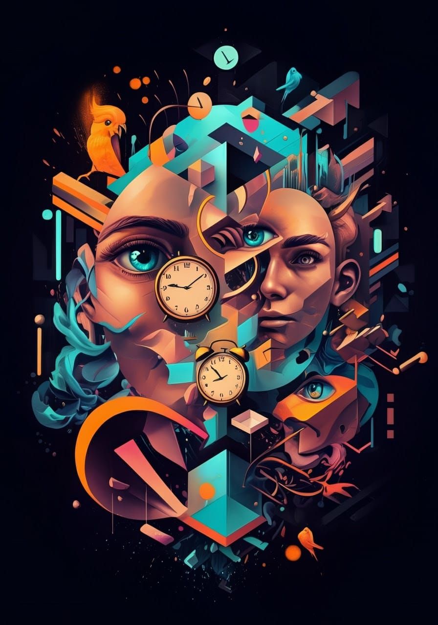 Chaotic Cubist Dreamscape in Vibrant Colors