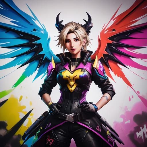 Mercy Overwatch Dragon in Graffiti Splash Art