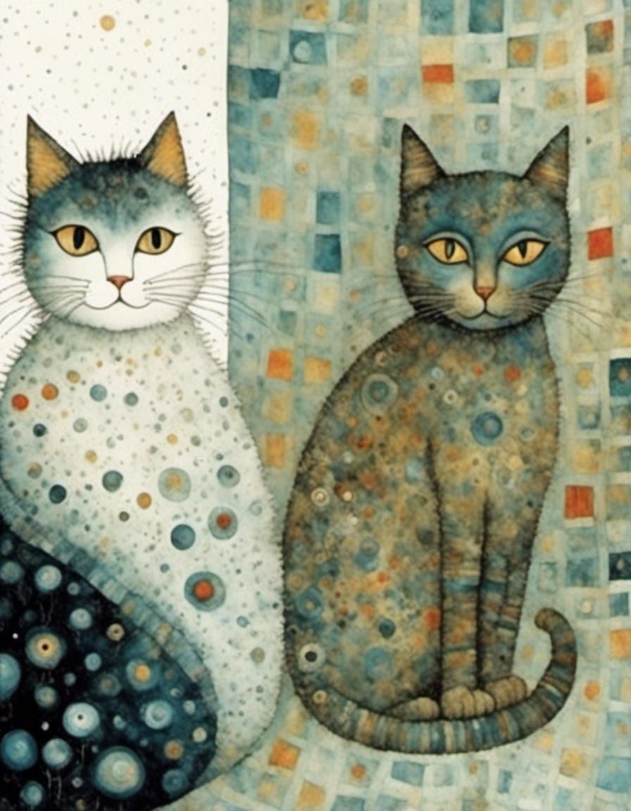 Whimsical Cat Portrait in Expressionist Style