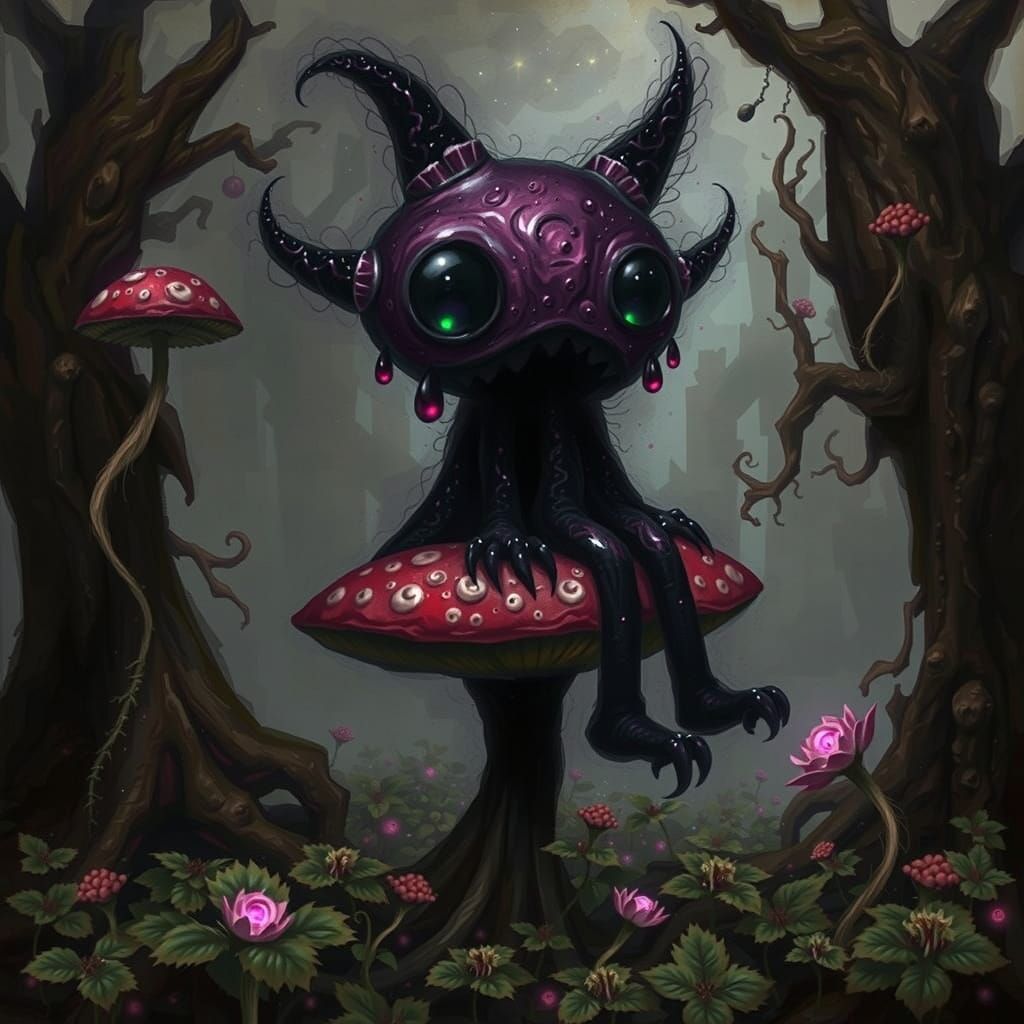 Gargantuan Shadowy Blackberry Monster in Ominous Forest