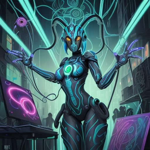 Robotic Ahsoka Tano in Graffiti Splash Art Style