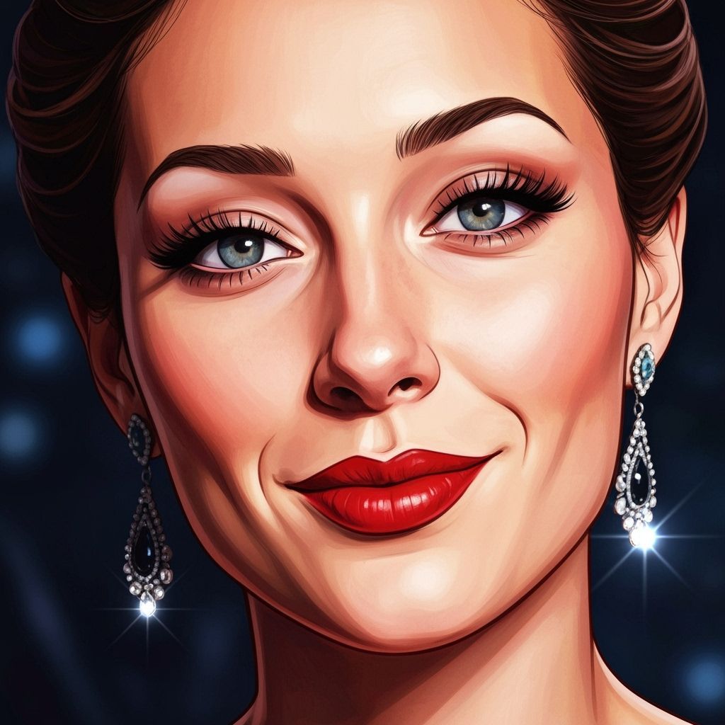 Elegant Woman with Red Lipstick in Comic-Style Realism