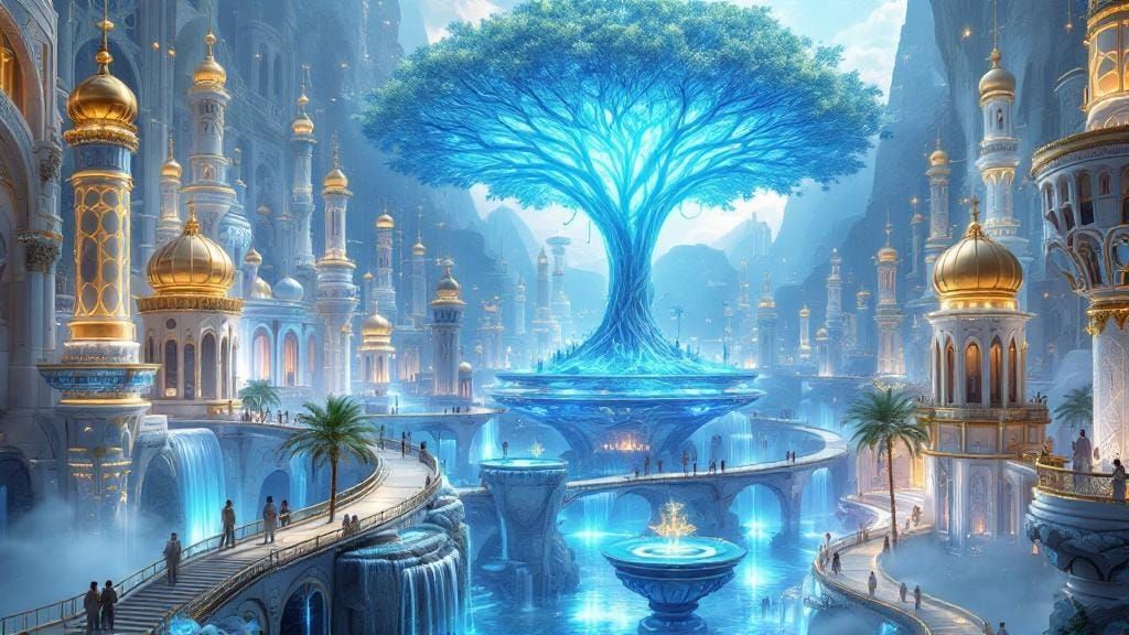 Ethereal Celestial City of Eden in Heavencore Style
