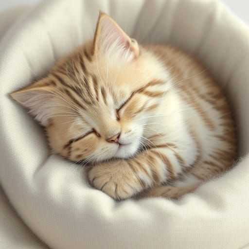 Whimsical Watercolor Kitten in a Cozy Ball